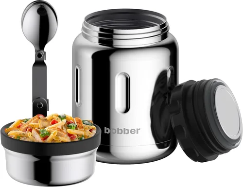 Vista 10 de BOBBER Termo aislado de acero inoxidable de 24 onzas para alimentos calientes con boca extra ancha, cuchara y tazón integrados, mantiene la comida