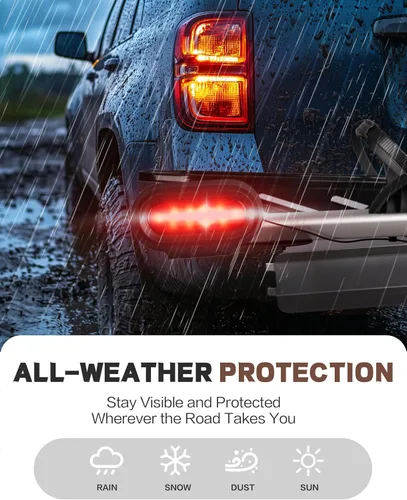 Vista 4 de Kit de luz de freno y placa para bicicleta Young, 6 pulgadas, 10 LEDs LED rojas ovaladas, 2 piezas, luz trasera certificada FMVSS108, impermeable.