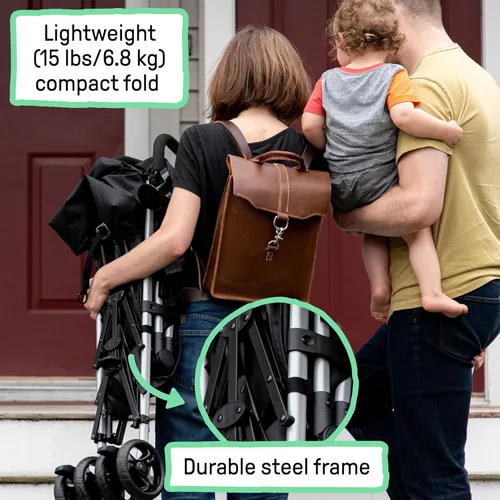 Vista 4 de Summer Infant 3Dlite ST Convenience Cochecito, negro y gris, cochecito ligero con marco de acero, área de asiento grande, reclinable multiposición