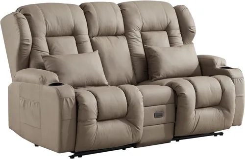 Vista 9 de SAMERY Sofá reclinable RV de 68 pulgadas, sofá reclinable de pared de 6 pulgadas con consola abatible, sofá reclinable de tela manual para sala