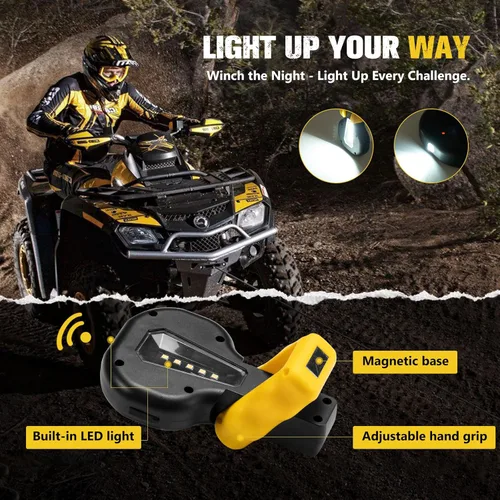 Vista 3 de BUNKER INDUST Cabrestante eléctrico de 6500 libras 12V impermeable con cuerda sintética Hawse Fairlead Kit para todoterreno UTV ATV, cabrestante