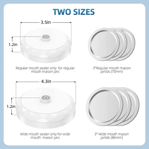 Vista 5 de Electric Mason Jar Vacuum Sealer - 6 in 1 Canning Jars Kit Handheld Air Pump for Wide and Regular Mouth Mason Jar Supplies Compatible with VS0150