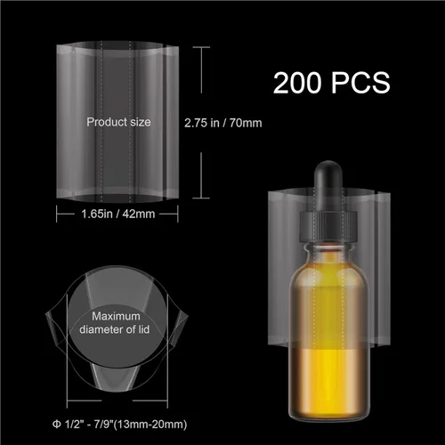 Vista 2 de Bandas retráctiles para botellas y frascos AOUKAR, sellos de envoltura termorretráctil, bandas termorretráctiles para tapa de frascos y botellas