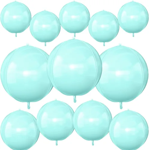 Vista 44 de 12 globos redondos de aluminio blanco crema, globos de 22 pulgadas y 10 pulgadas 4D de Mylar marfil de helio 4D, color beige, blanco arena