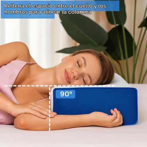 Vista 2 de Almohada cúbica para personas que duermen de lado, altura ajustable de 4 a 5 pulgadas, espuma viscoelástica refrescante, almohada cervical