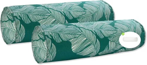 Vista 17 de Fabritones Paquete de 2 almohadas decorativas impermeables para exteriores con insertos para muebles de patio, 20 x 6 pulgadas, resistentes a