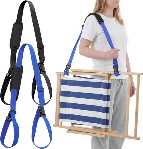 Vista 8 de Sanwuta 2 correas ajustables para silla de playa, correas para silla de campamento, correas para hombro, plegables, playa, mochilero, bicicletas