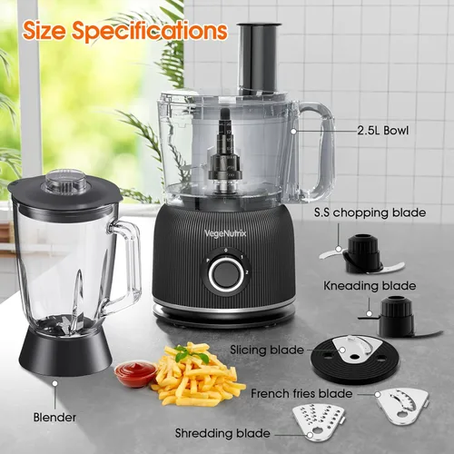 Vista 13 de Combo de procesador de alimentos y licuadora, picadora de alimentos de 88 onzas para carne, verduras y masa, licuadora de tarro de vidrio de 70