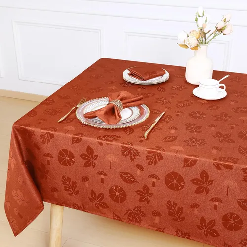 Vista 7 de misaya Mantel rectangular de Acción de Gracias, mantel de otoño jacquard impermeable, mantel de tela de damasco para decoración de cosecha