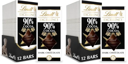 Vista 14 de Lindt EXCELLENCE Barra de chocolate negro con 90% de cacao, caramelo de chocolate negro, 3.5 onzas (paquete de 12)