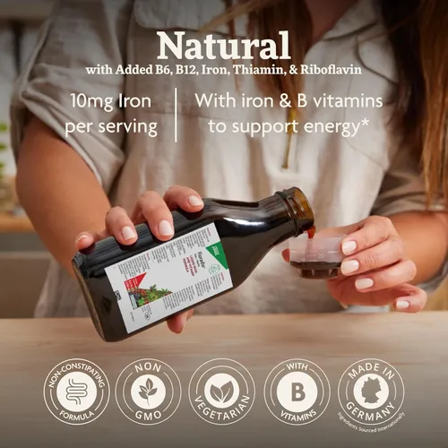 Vista 3 de Floradix Hierro y hierbas - Suplemento líquido de hierbas para apoyo energético - Suplemento de hierro con vitamina C y complejo de vitamina B
