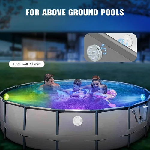 Vista 8 de Qoolife - Luces para piscina recargables sumergibles con mando a distancia, impermeables, carga subacuática, operadas por batería, controladas, 25
