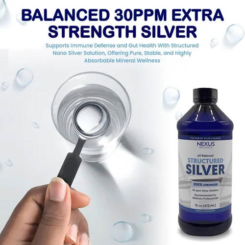 Vista 5 de Suplemento líquido de plata estructurada alcalina 30PPM - Apoyo a la salud inmune e intestinal - Solución nano plata extra fuerte - Sin aditivos