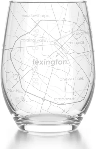 Vista 21 de Well Told Copa de vino sin tallo grabada con mapa de Houston, Texas, vidrio grabado (4 dl, transparente) Regalos personalizados de la ciudad