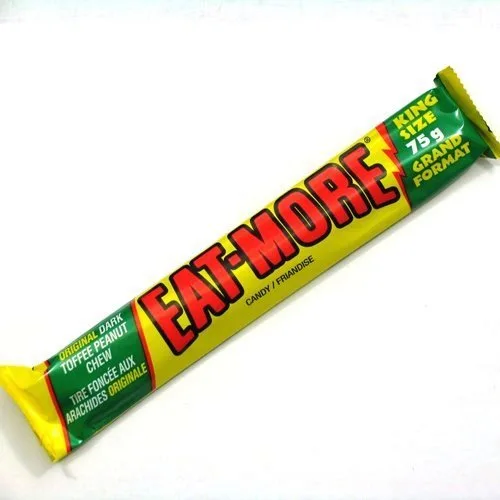 24-King Size Eat-more Original Dark Toffee Caramelo masticable de cacahuete, 2.65 oz, 2.6 onzas, cada barra, fabricado en Canadá