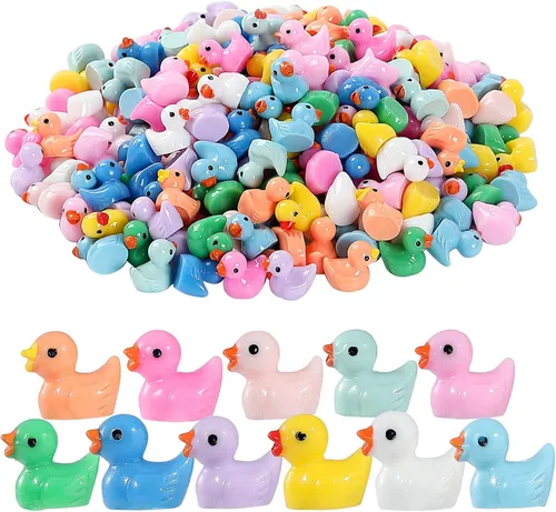 Vista 9 de 160 piezas de patos pequeños de Navidad con gorro de Santa, mini patos de resina, patitos pequeños de plástico para Navidad, accesorios para casa