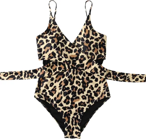 Vista 4 de SUUKSESS - Traje de baño de una pieza con recortes de cintura alta para mujer