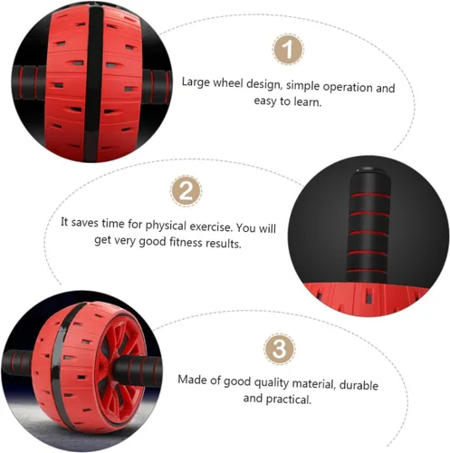 Vista 7 de BESPORTBLE Red Ab Roller Wheel with Knee Pad for Core Strength Training Fitness Equipment for Abdominal Shoulder Arm and Leg Workout at Home