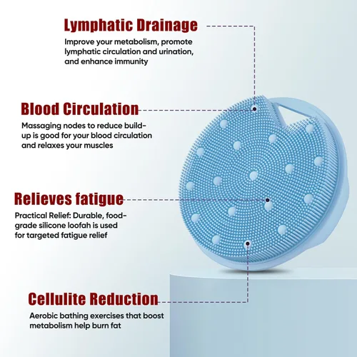 Vista 2 de Depurador corporal de silicona resistente para drenaje linfático, cepillo linfático para ducha, infusión de zinc, con cerdas rígidas y suaves