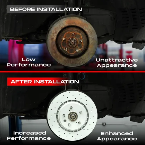 Vista 5 de Para Cadillac Sevilla 1998-2002 Front R1 Carbon GEOMET Series Perforado+Almohadilla Cerámica