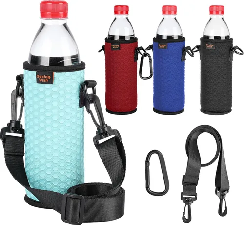 Vista 8 de Desing Wish Fundas aislantes portátiles de plástico de 16.9 onzas, fundas aislantes de 16, 17, 18 onzas, soporte para botellas/latas con correa