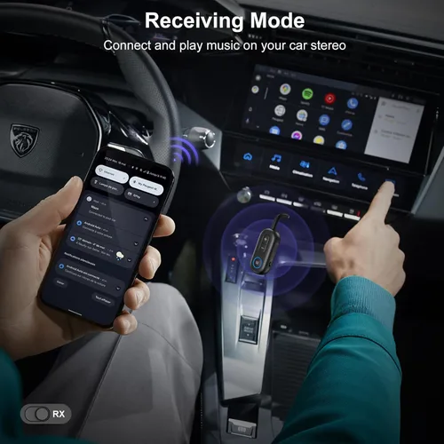 Vista 3 de JXTZ Receptor transmisor Bluetooth 5.3, adaptador de audio inalámbrico 2 en 1 para TV, auriculares, altavoz, adaptador Bluetooth auxiliar