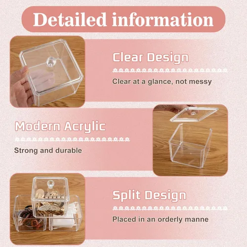 Vista 3 de Reginary 9 piezas de accesorios para el cabello, organizador apilable con tapas, organizador de lazos de acrílico transparente para el cabello