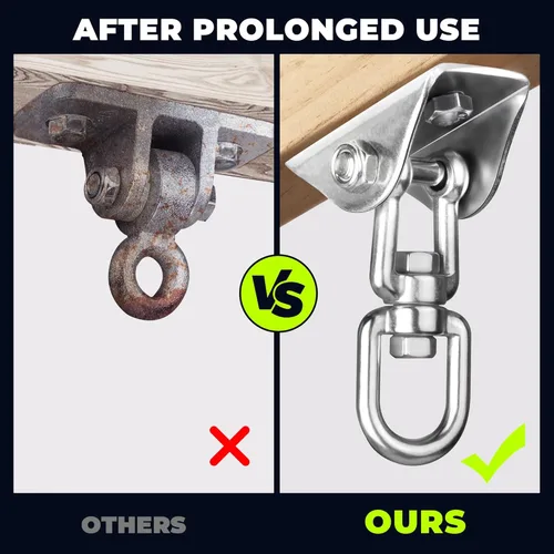 Vista 2 de Perchas de columpio resistentes para juegos de madera, capacidad de 2000 libras, colgador de hamaca giratorio de acero inoxidable 360, accesorios