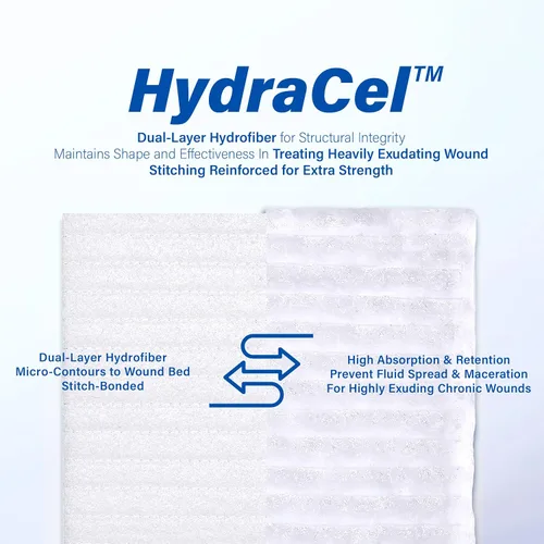 Vista 2 de EVERLIT HydraCel Apósito Fibra de hidrofibra estéril de doble capa con costuras Almohadilla avanzada extra absorbente para el manejo de heridas
