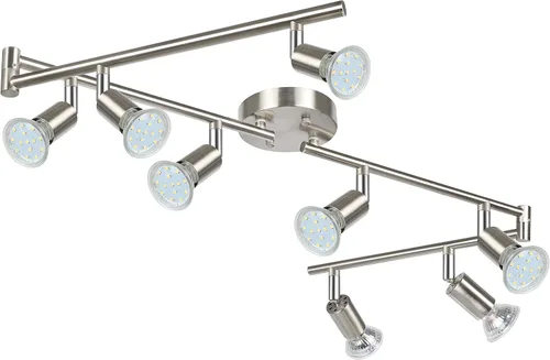 Vista 12 de Unicozin Kit de Iluminación de Riel LED de 4 Luces, Iluminación de Focos de Techo Negra de 4 Vías, Cabezal Flexible Giratorio, Luz de Riel Incluye 4