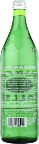 Vista 3 de Agua de manantial con sabor a lima The Mountain Valley, 1 litro - 12 por caja