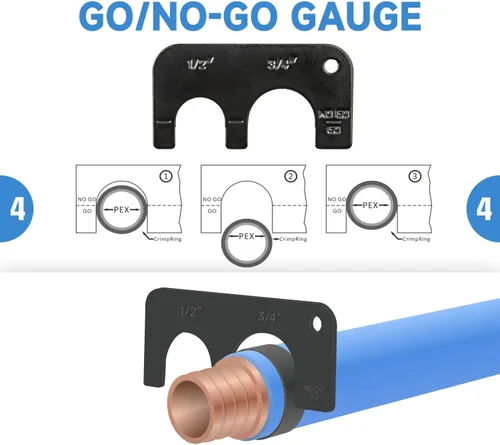 Vista 5 de iCRIMP ICP-1234AH Kit de Herramientas de Crimpado PEX - Anillos de Crimpado de Cobre de 1/2 pulgada y 3/4 pulgada, Crimpadora de Doble