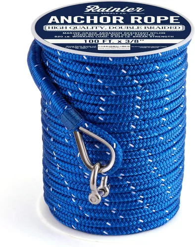 Vista 19 de RainierSupplyCo Cuerda de anclaje para barco - Línea de anclaje de cuerda marina trenzada doble - 100/150 / 200/300 pies de línea de navegación