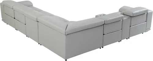 Vista 201 de BlackJack Furniture Venice - Sofá modular de cuero italiano de grano superior de 5 piezas con 3 reclinables eléctricos, reposacabezas ajustable