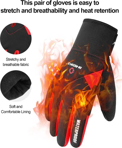 Vista 4 de INBIKE - Guantes de gel para bicicleta de invierno con pantalla táctil para hombre