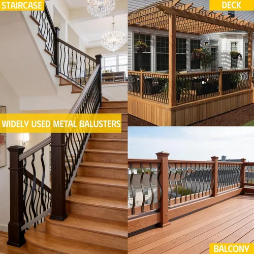 Vista 7 de Husillos de metal curvados de 26 x 1 pulgada, paquete de 26 balaustres de arco ondulado para barandillas de madera y cubierta compuesta, balaustres