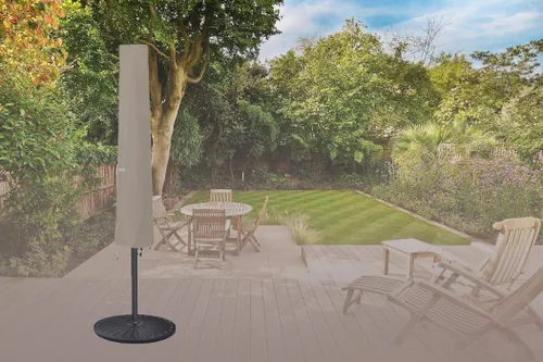 Vista 7 de Funda para sombrilla de patio de 6 a 9 pies, impermeable y duradera, con cremallera y varilla