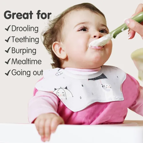 Vista 7 de JaGely Paquete de 12 baberos para bebé con rotación de 360°, impermeables, baberos de muselina para bebé niña, baberos de muselina de algodón