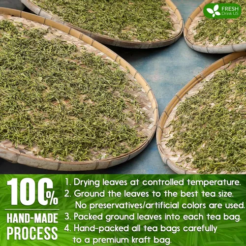 Vista 309 de FreshDrinkUS, 135 bolsas de té de jengibre y cúrcuma premium, ingredientes 100% naturales, mezcla hecha a mano de té de hierbas de cúrcuma