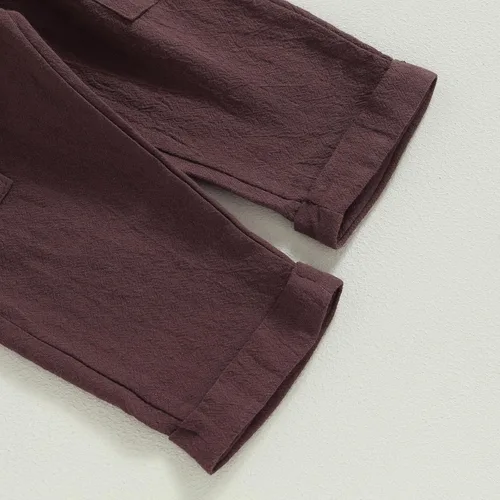 Vista 6 de Thorn Tree Conjunto de ropa de 2 piezas para niños y niñas, camisa de manga larga con botones y cintura elástica, 2 piezas