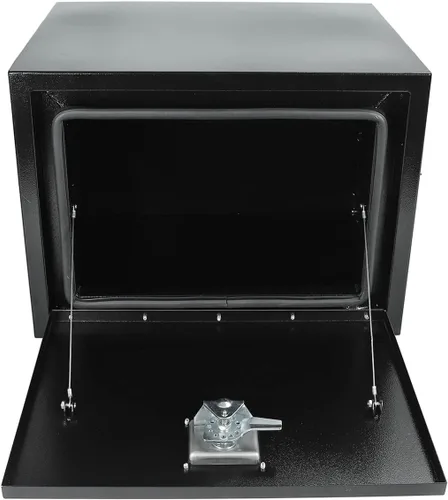 Vista 2 de 24"X18"X18" Black Steel Truck Underbody Flatbox Pickup Tool Box RV ATV Trailer Storage Tools with T-Handle Latch, Job Tool Chest