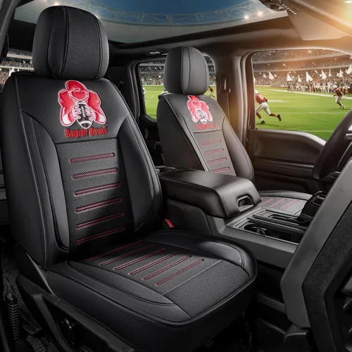 Vista 7 de Red Rain Funda universal para asiento delantero y trasero de automóvil, de cuero, con corona, cobertura completa, 5 plazas (AA-negro)