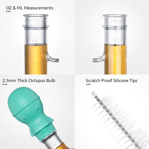 Vista 6 de U-Taste Jeringa de Pavo en Ángulo de 1.5 onzas - 228.2℉ Resistente al Calor Grado Alimentario Tritán y Silicona Juego de Jeringa con Bulbo Grande