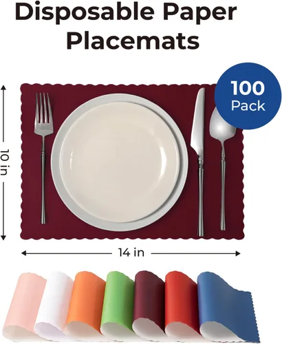 Vista 2 de *Mantel individual de papel burdeos 14 pulgadas x10/100