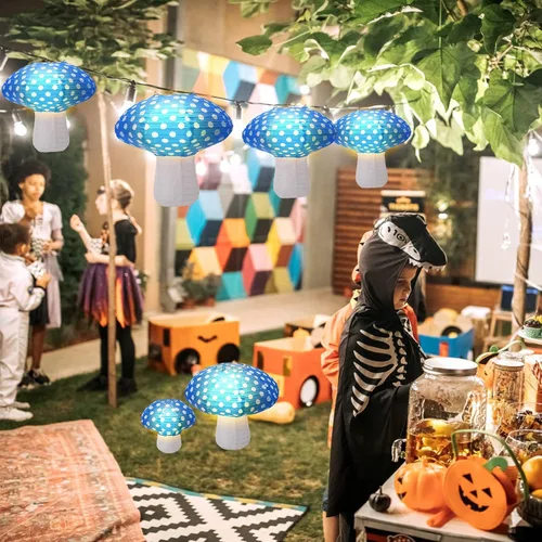 Vista 5 de 4 linternas de papel con forma de hongo, faroles grandes en forma de hongo para guardería, jardín, decoración de fiesta de Navidad, 8 pulgadas, 12