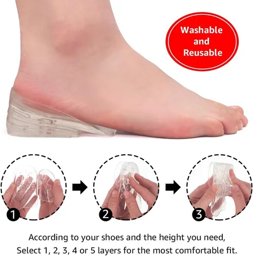 Vista 5 de Dr.Foot - Plantillas ajustables de 5 capas de aumento de altura, insertos de cojín de talón de silicona para hombres y mujeres, insertos