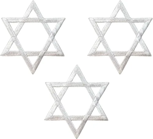 Vista 2 de (2 pulgadas) Estrella de David, Hanukkah, judío, bordado, parche para planchar (dorado, 1 pieza)