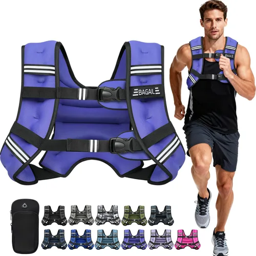 Vista 25 de BAGAIL Chaleco con peso de 5, 8, 10, 12, 15, 20, 25, 30 lbs, para caminar y perder peso, reflectante, con bolsa para teléfono, para mujeres