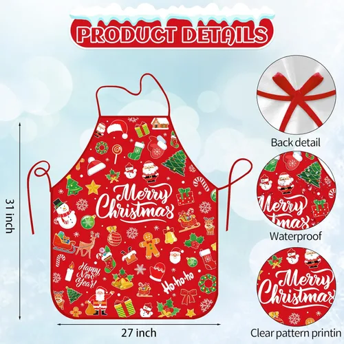 Vista 7 de Christmas Apron for Men Women, Funny Christmas Kitchen Apron for Xmas Party Dinner Cooking Baking Grill BBQ