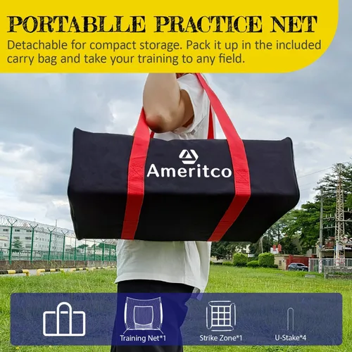 Vista 6 de 7x7ft Baseball Net with Strike Zone, Large Pocket Baseball Training Net for Hitting/Batting/Pitching/Throwing,Scratch Resistant Base,Indoor/Outdoor